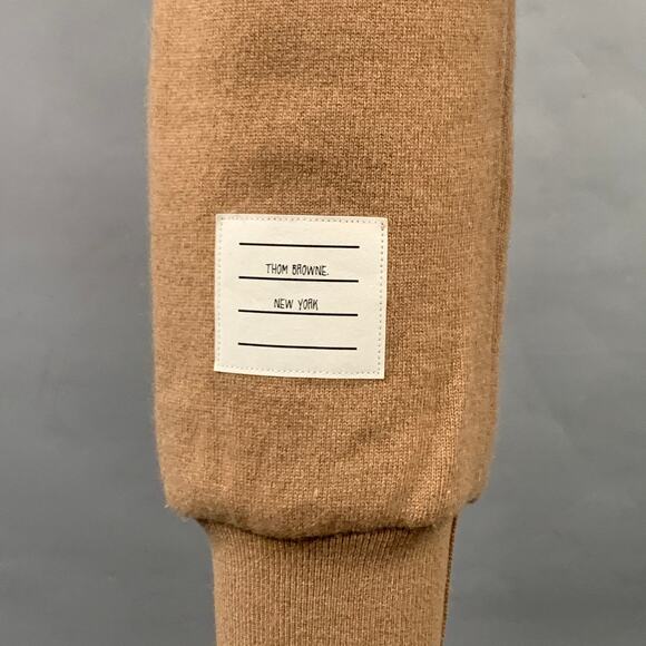 THOM BROWNE Size 0 Brown Cream Cotton Blend Stripe Casual Pants - Picture 3 of 8